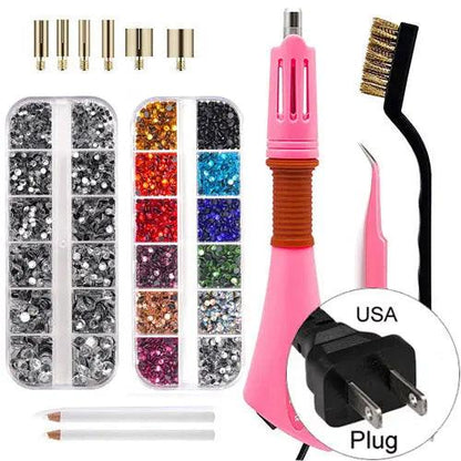 Fast Heated! EU/US Plug White Hotfix Rhinestone Applicator Pink Iron-on Hot Fix Rhinestone Applicator Wand Heat-fix Tool  Y2852