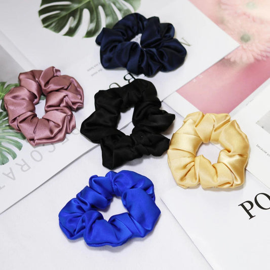 100% Natural Silk Scrunchies Hair Accessories Elastics Rubber Ponytail Holders Charmeuse Hair Bands Ties for Women Girls 3.5CM