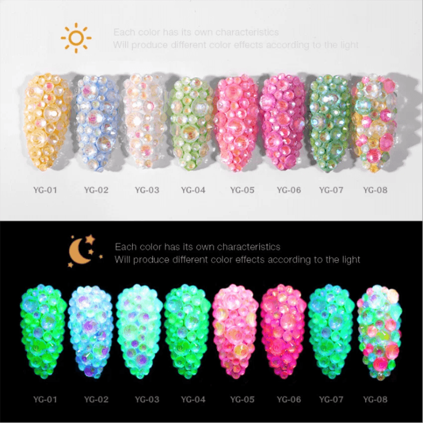 All Size Glass Fluorescence Noctilucent Aurora Crystal AB Non Hot Fix Rhinestones FlatBack Strass Garment Nail Art Decorations - HighGloss Shop