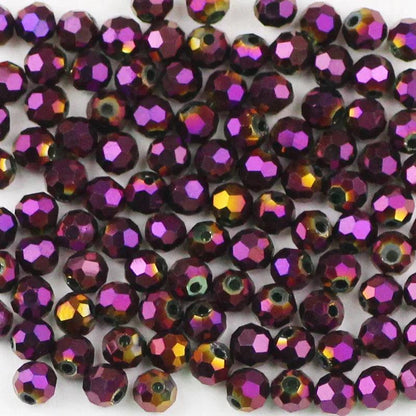 WLYeeS 4mm Plating Faceted Ball Austrian Football crystal beads 100pcs for Needlework Pearls with Hole Loose Faceted Glass Beads