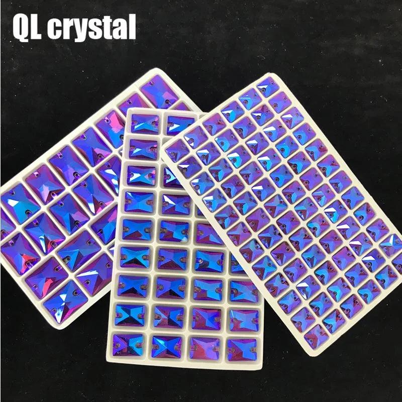 8x10,10x14,13x18mm Color AB Sew on Glass Crystal Rhinestone Flatback for wedding Dress DIY clothes shoes bags accessories