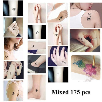 175pcs Small Airbrush Tattoo Stencils For Women Kids Drawing Template Henna Tattoo Stencil For Paiting Glitter Tattoos 4 Sheet