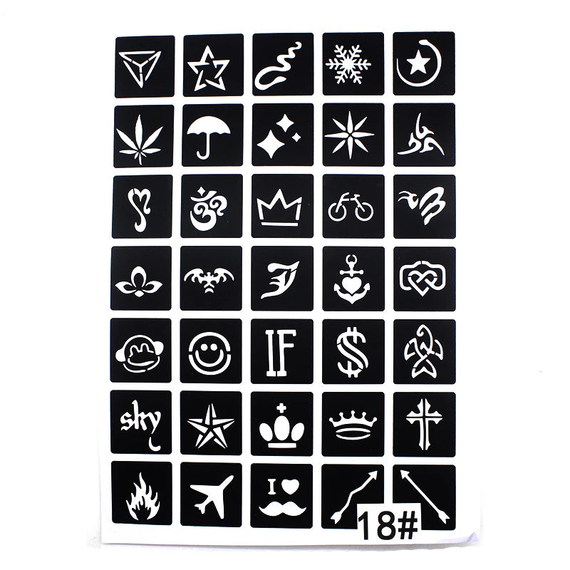 175pcs Small Airbrush Tattoo Stencils For Women Kids Drawing Template Henna Tattoo Stencil For Paiting Glitter Tattoos 4 Sheet