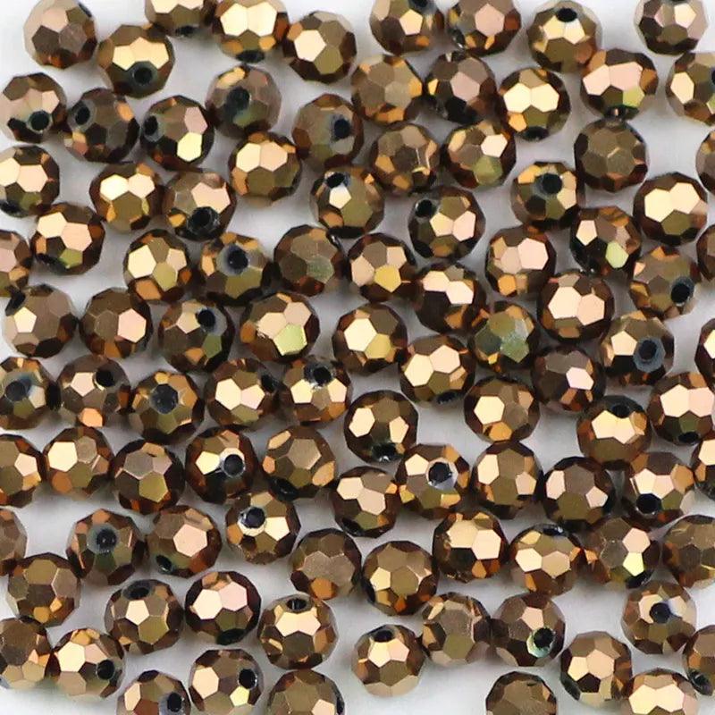 WLYeeS 4mm Plating Faceted Ball Austrian Football crystal beads 100pcs for Needlework Pearls with Hole Loose Faceted Glass Beads