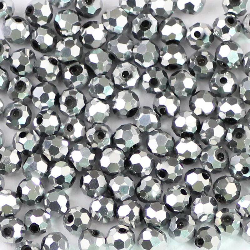 WLYeeS 4mm Plating Faceted Ball Austrian Football crystal beads 100pcs for Needlework Pearls with Hole Loose Faceted Glass Beads