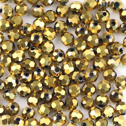 WLYeeS 4mm Plating Faceted Ball Austrian Football crystal beads 100pcs for Needlework Pearls with Hole Loose Faceted Glass Beads