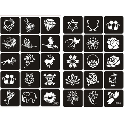 133pcs Airbrush Glitter Tattoo Stencil Women Kids Drawing Template,Small Flower Butterfly Henna Tattoo Stencil