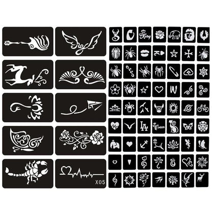 133pcs Airbrush Glitter Tattoo Stencil Women Kids Drawing Template,Small Flower Butterfly Henna Tattoo Stencil