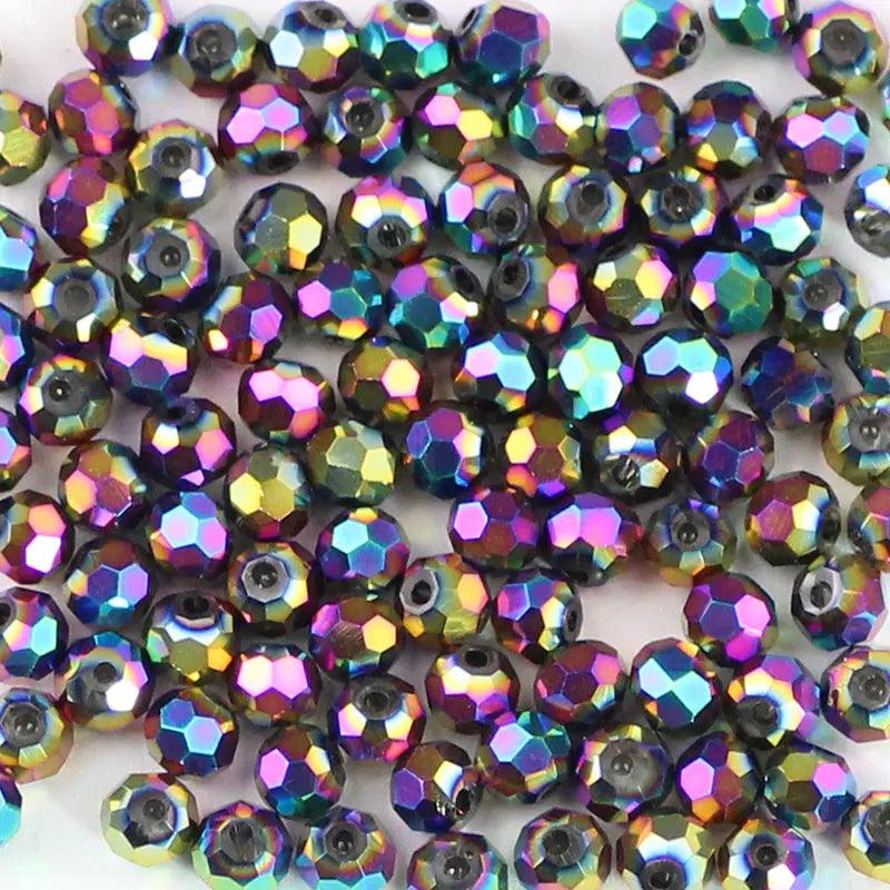 WLYeeS 4mm Plating Faceted Ball Austrian Football crystal beads 100pcs for Needlework Pearls with Hole Loose Faceted Glass Beads