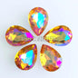 Free shipping Golden yellow AB color Drop shape Crystal glass pointback rhinestones, DIY/Clothing accessories