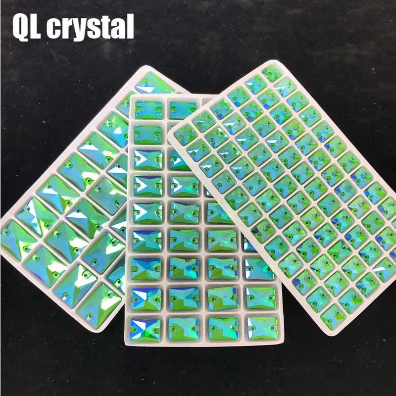 8x10,10x14,13x18mm Color AB Sew on Glass Crystal Rhinestone Flatback for wedding Dress DIY clothes shoes bags accessories