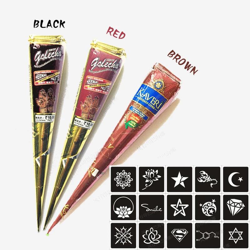 1PC Natural Temporary Flash Tattoo Paste 25g Black Henna Body Paint Arts Disposable Cones Tattoo Cream Indian Wedding