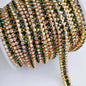 New!! 3 rows 1yard Gold bottom rhinestones chain,Sewing style diy clothing accessories Free shipping