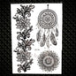 YURAN Fashion Black Chains Wrist Henna Flower Fake Tattoos Stickers Waterproof Mandala Flora Tattoo Temporary Women Arm 3D Tatto