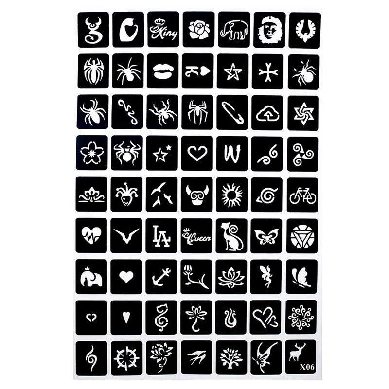 175pcs Small Airbrush Tattoo Stencils For Women Kids Drawing Template Henna Tattoo Stencil For Paiting Glitter Tattoos 4 Sheet