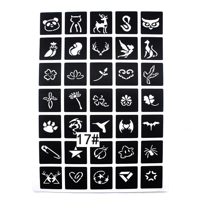 175pcs Small Airbrush Tattoo Stencils For Women Kids Drawing Template Henna Tattoo Stencil For Paiting Glitter Tattoos 4 Sheet