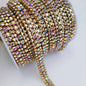 New!! 3 rows 1yard Gold bottom rhinestones chain,Sewing style diy clothing accessories Free shipping