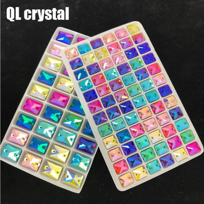 8x10,10x14,13x18mm Color AB Sew on Glass Crystal Rhinestone Flatback for wedding Dress DIY clothes shoes bags accessories