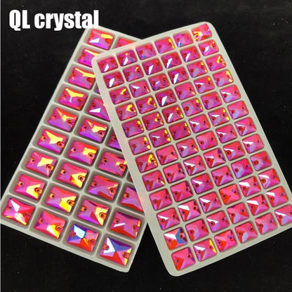 8x10,10x14,13x18mm Color AB Sew on Glass Crystal Rhinestone Flatback for wedding Dress DIY clothes shoes bags accessories