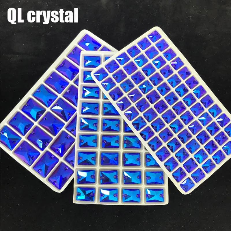 8x10,10x14,13x18mm Color AB Sew on Glass Crystal Rhinestone Flatback for wedding Dress DIY clothes shoes bags accessories