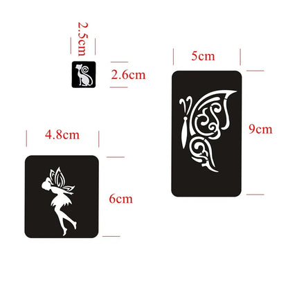 133pcs Airbrush Glitter Tattoo Stencil Women Kids Drawing Template,Small Flower Butterfly Henna Tattoo Stencil