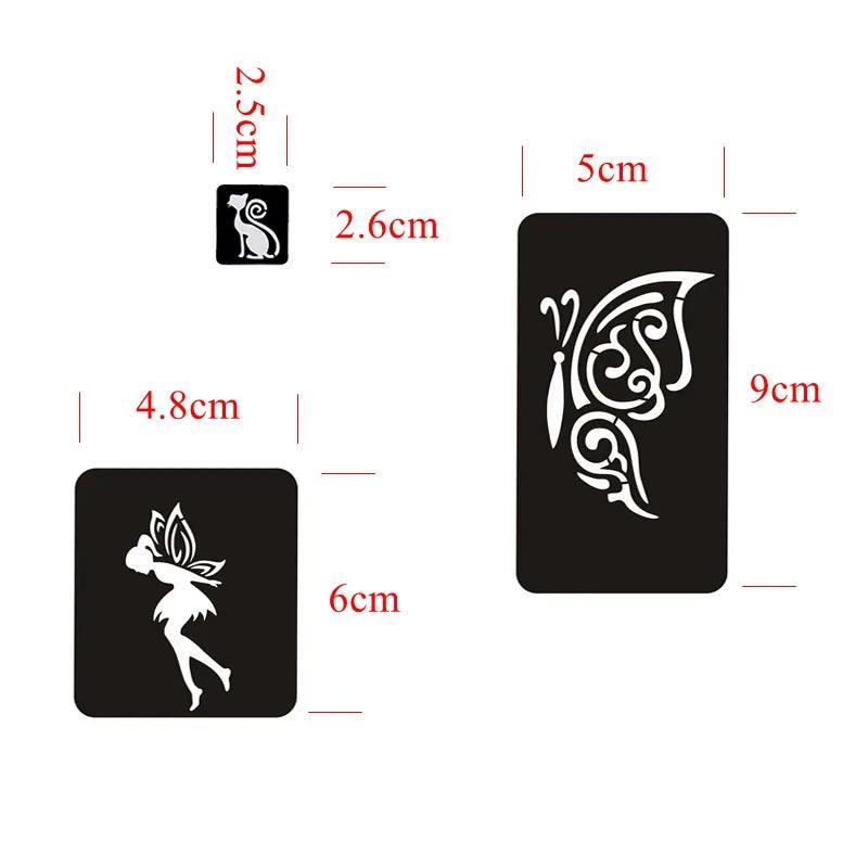 133pcs Airbrush Glitter Tattoo Stencil Women Kids Drawing Template,Small Flower Butterfly Henna Tattoo Stencil