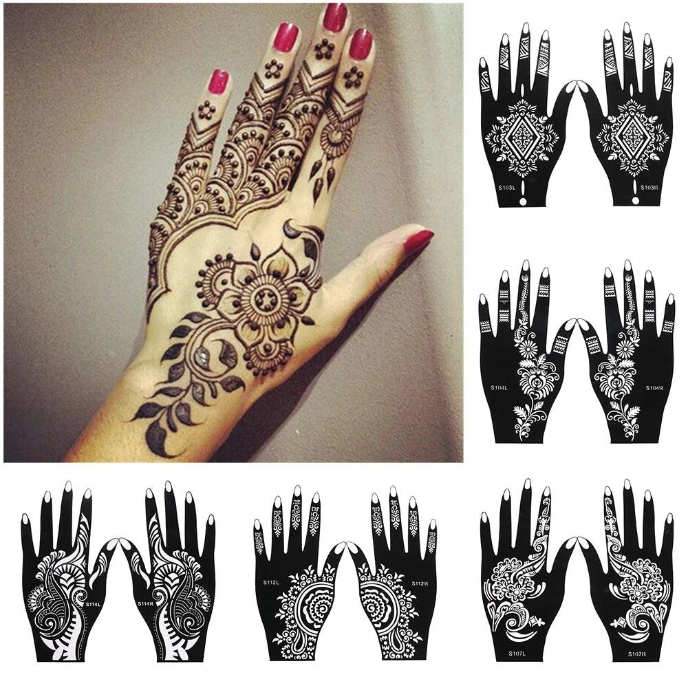 2024 New Professional Henna Stencil Temporary Hand Tattoo Body Art Sticker Template Wedding Tool Flower Tattoo Stencil