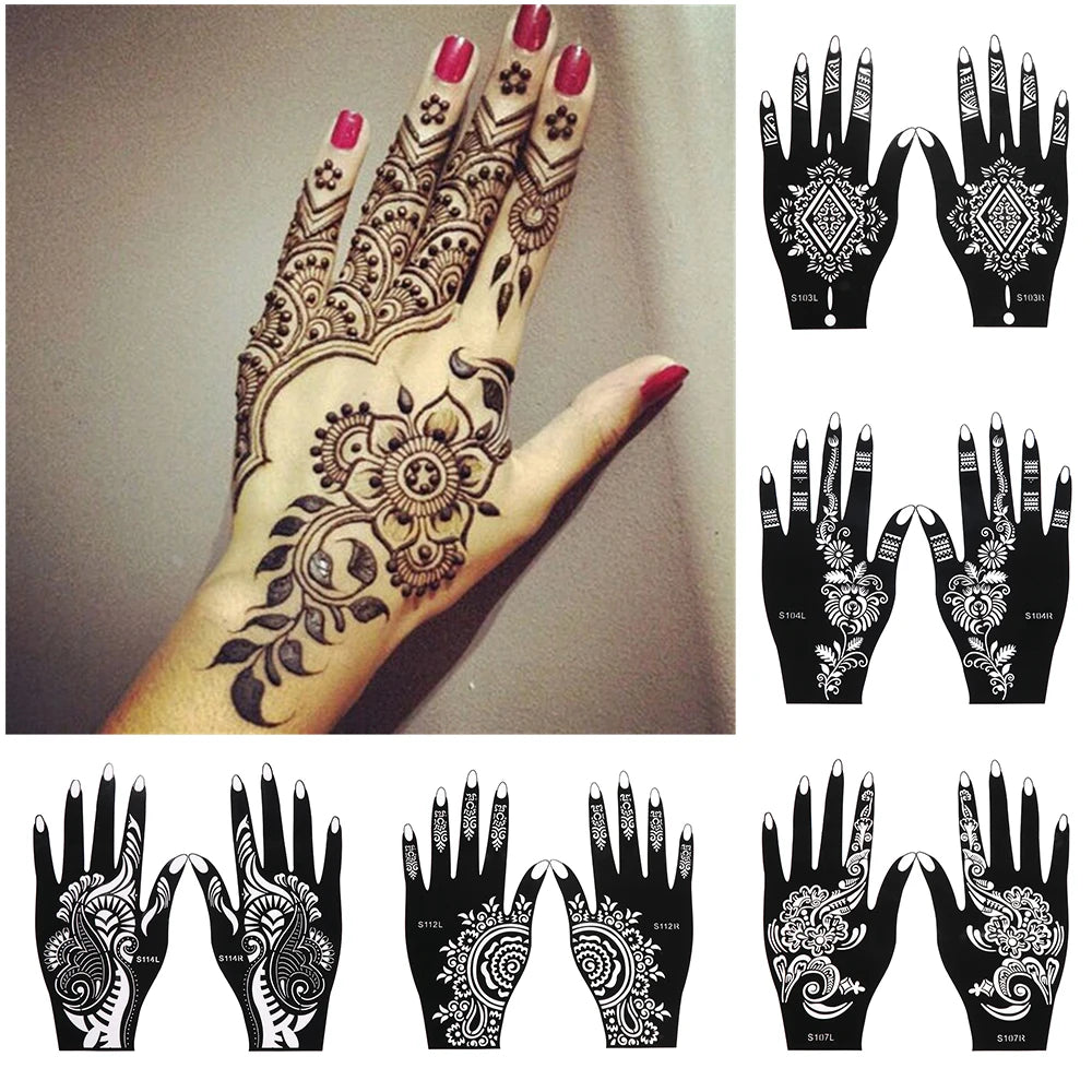 2024 New Professional Henna Stencil Temporary Hand Tattoo Body Art Sticker Template Wedding Tool Flower Tattoo Stencil