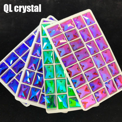 8x10,10x14,13x18mm Color AB Sew on Glass Crystal Rhinestone Flatback for wedding Dress DIY clothes shoes bags accessories