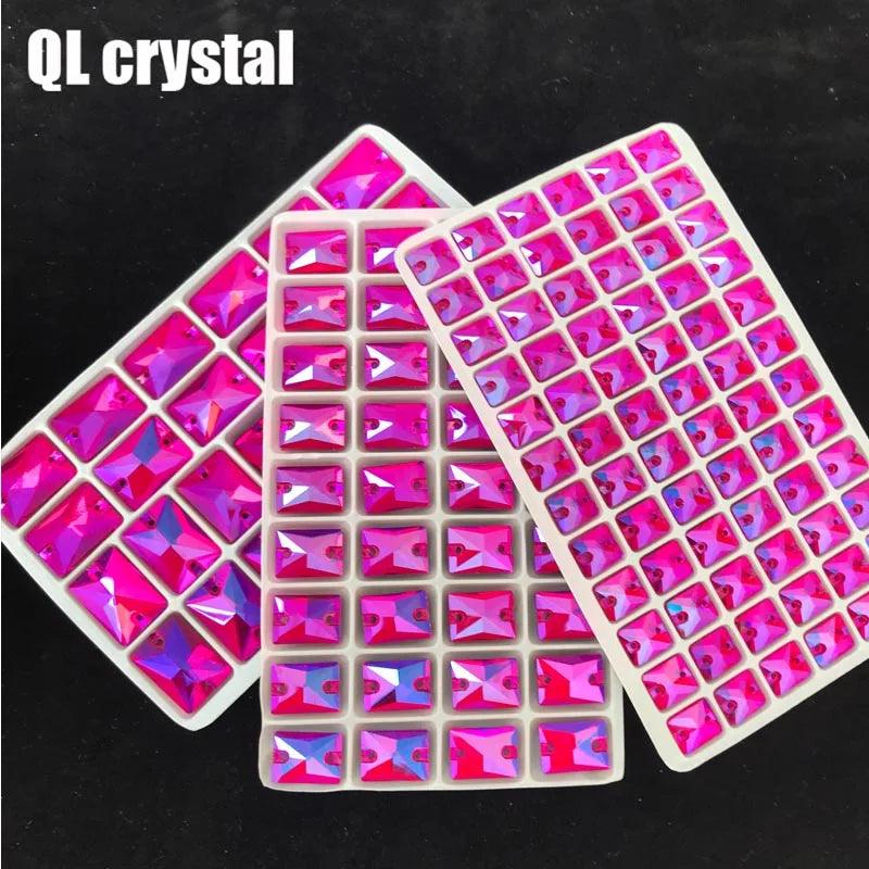 8x10,10x14,13x18mm Color AB Sew on Glass Crystal Rhinestone Flatback for wedding Dress DIY clothes shoes bags accessories