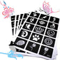 133pcs Airbrush Glitter Tattoo Stencil Women Kids Drawing Template,Small Flower Butterfly Henna Tattoo Stencil