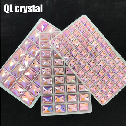 8x10,10x14,13x18mm Color AB Sew on Glass Crystal Rhinestone Flatback for wedding Dress DIY clothes shoes bags accessories