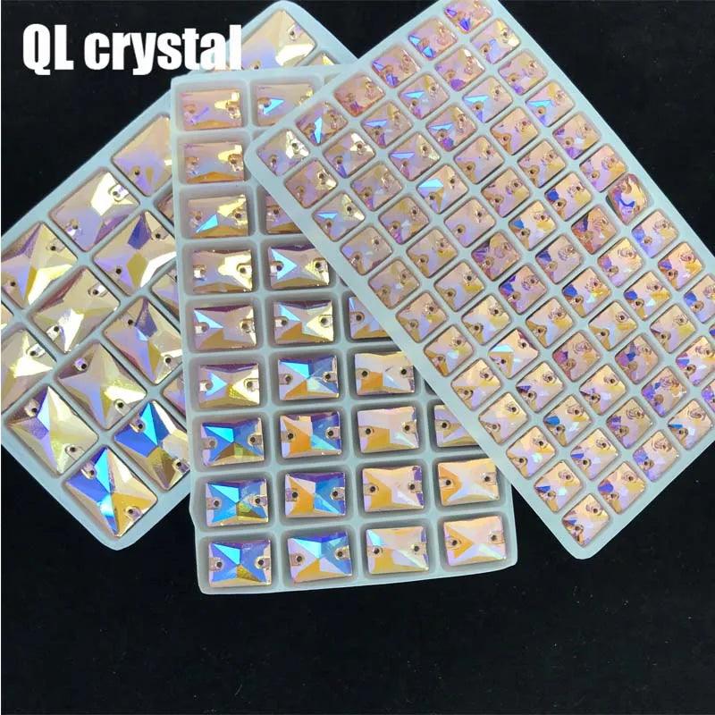 8x10,10x14,13x18mm Color AB Sew on Glass Crystal Rhinestone Flatback for wedding Dress DIY clothes shoes bags accessories