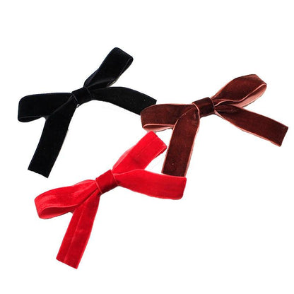 Lystrfac Fashion Velvet Bow Hairpin Women Girls Black Red Hairclip Headdress Bang Bow Hairgrips Back Head Retro Hair Accessories