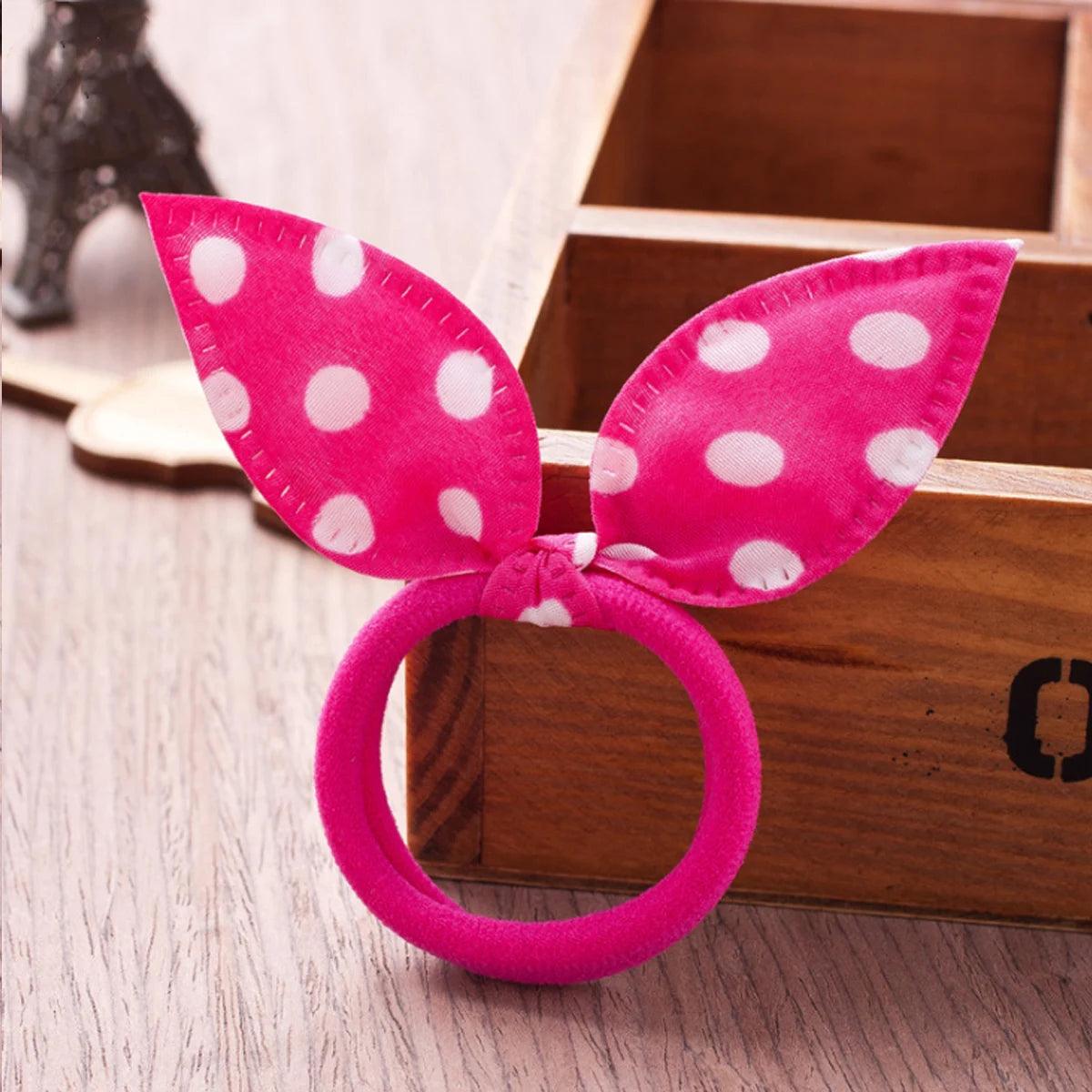 20/40/80PCS Cute Baby Girls Rabbit Hair Bands Printing Ponytail Holder Tie Rope Fashion Hair Accessories Candy Colors Hair Ties