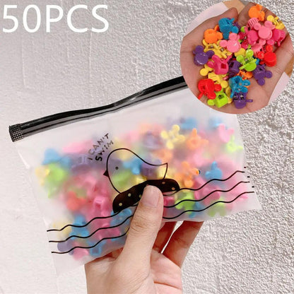 30/50PCS Set Girls Cartoon  Colorful Flower Mini Hair Claws Kids Sweet Hairpins Children Fashion Hair Accessories Cute Hair Clip