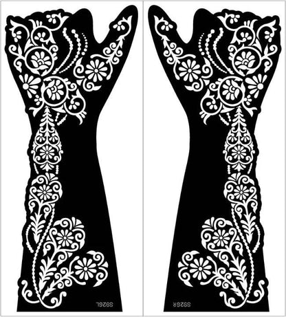 2 sheet Large Henna Hand Tattoo Stencils Women Girls Hand Finger Body Paint Henna Tattoo Templates Stencil DIY Indian Style