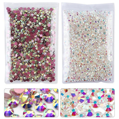 QIAO Flat Back Gems Round Crystal Rhinestones for Crafts Nail Face Art Sewing & Fabric Clothes Shoes Bags DIY Decoration