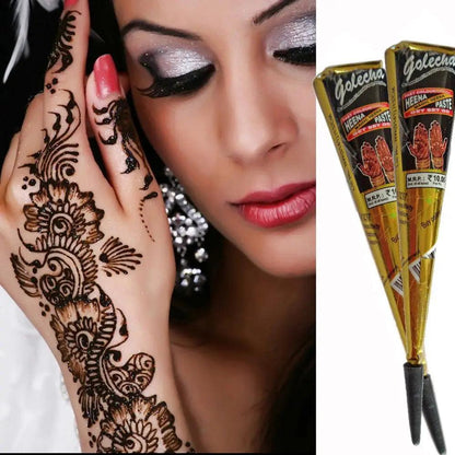 Natural Indian Henna Brown Color Tattoo Paste Cone Temporary Drawing Tattoo Stencil Women Makeup Body Art Cream