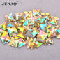 JUNAO 50pcs 7*21mm Sewing Crystal AB Rectangle Rhinestone Applique Flat Back Gems Acrylic Stone Sewn Crystal Strass for Needwork