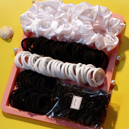 755PCS Hair Accessories for Woman Set Seamless Ponytail Holders Variety Hair Scrunchies HairBands Free 4 PCS of Hairpin tool