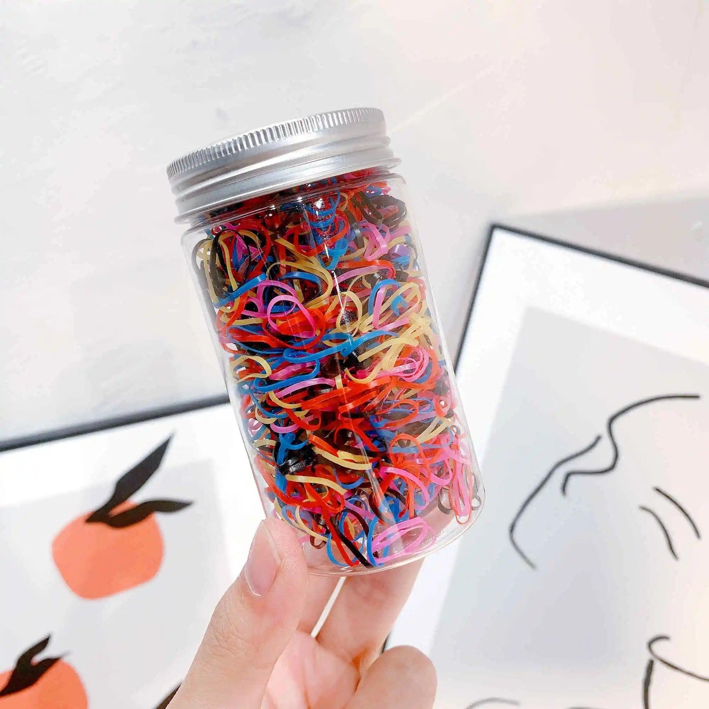 1000PCS/Jar Cute Colorful Small Disposable HairBands Scrunchie Girls Elastic Rubber Band Fashion Hair Accessories Hair Ties