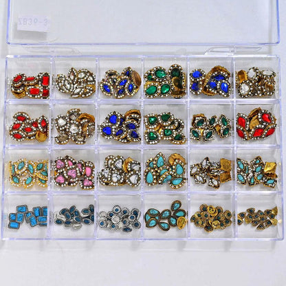 Nail Decoration Set with 1 Boxes 240Pcs Nail Art 3D Rhinestones Big Mix Sizes 3D Crystal Diamonds Metal Charms Gems Stones ,M(1)