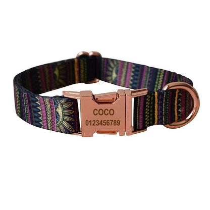 Ethnic style dog collar and leash set for Small Medium Large Dogs Custom Engraved Nameplate Pet Supplies Dog leash YH01