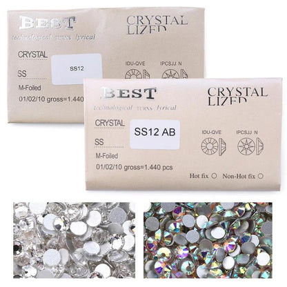 QIAO Flat Back Gems Round Crystal Rhinestones for Crafts Nail Face Art Sewing & Fabric Clothes Shoes Bags DIY Decoration