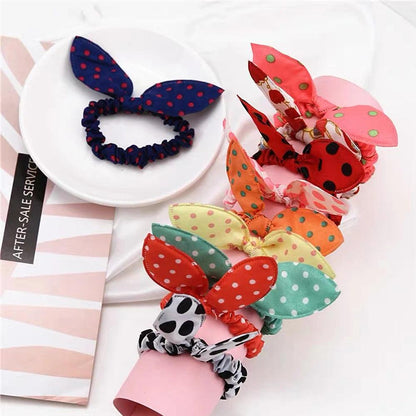 20PCS Mix Rabbit Ears Elastic Hair Bands For Girls Fashion Bowknot  Ponytail Holder For Hair Accessories Headwear Hair Ties