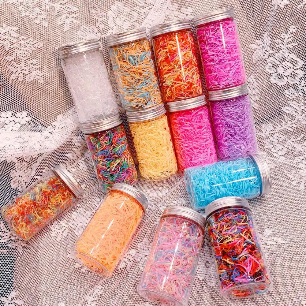 1000PCS/Jar Cute Colorful Small Disposable HairBands Scrunchie Girls Elastic Rubber Band Fashion Hair Accessories Hair Ties