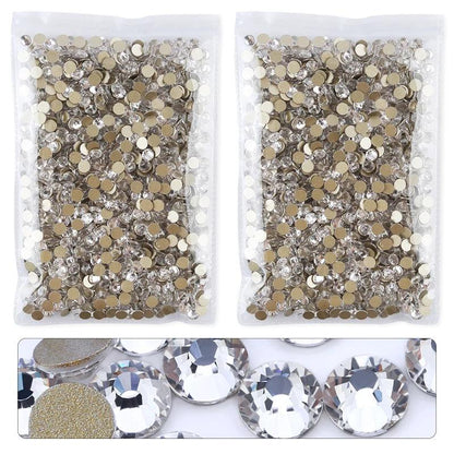 QIAO Flat Back Gems Round Crystal Rhinestones for Crafts Nail Face Art Sewing & Fabric Clothes Shoes Bags DIY Decoration