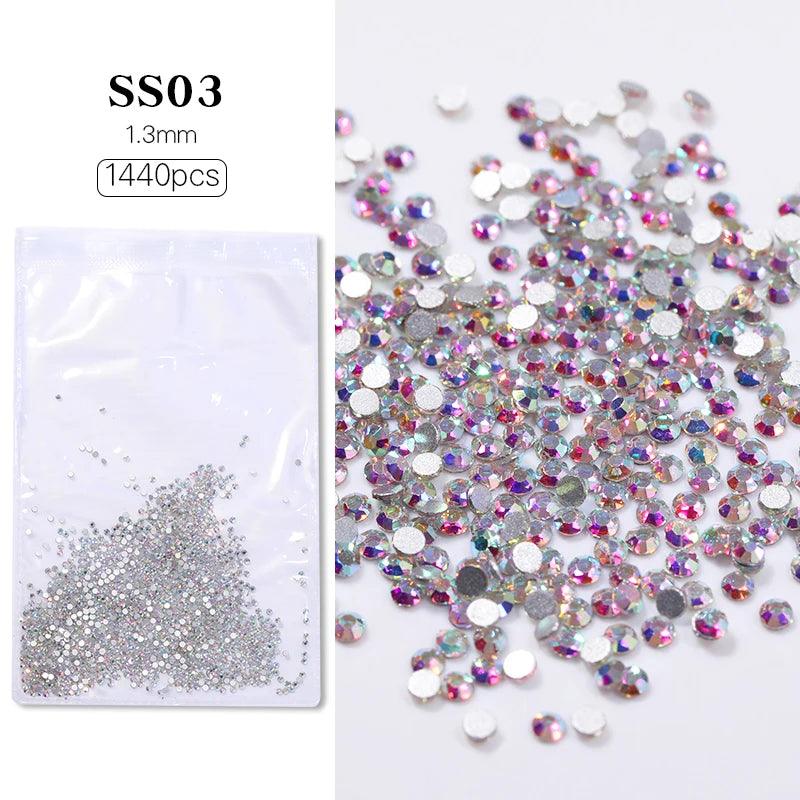 1Bag Mixed Irregular Flat Bottom Silver Crystal Nail Rhinestone Glitter Nail Charm Jewelry Gems Stone Parts Manicure Accessories