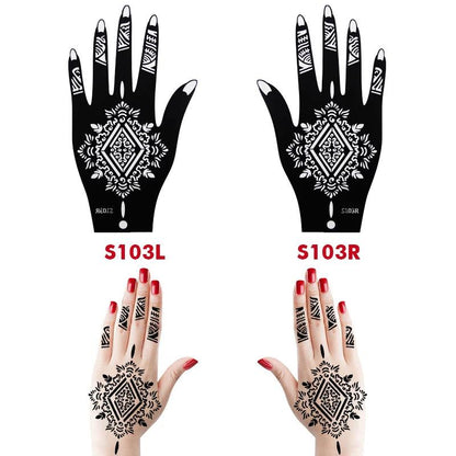 10PCS Self-Adhesive Reusable Henna Tattoo Stencils,Mehndi Indian Temporary Hand Tattoos For Body Art Painting 5 Pairs